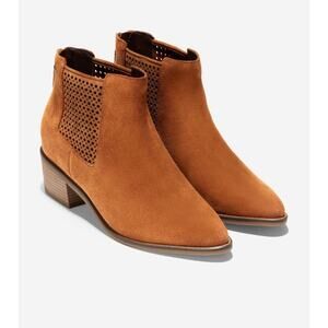 New Cole Haan Val Suede Ankle Booties British Tan Suede Women's Size 6C (Wide)